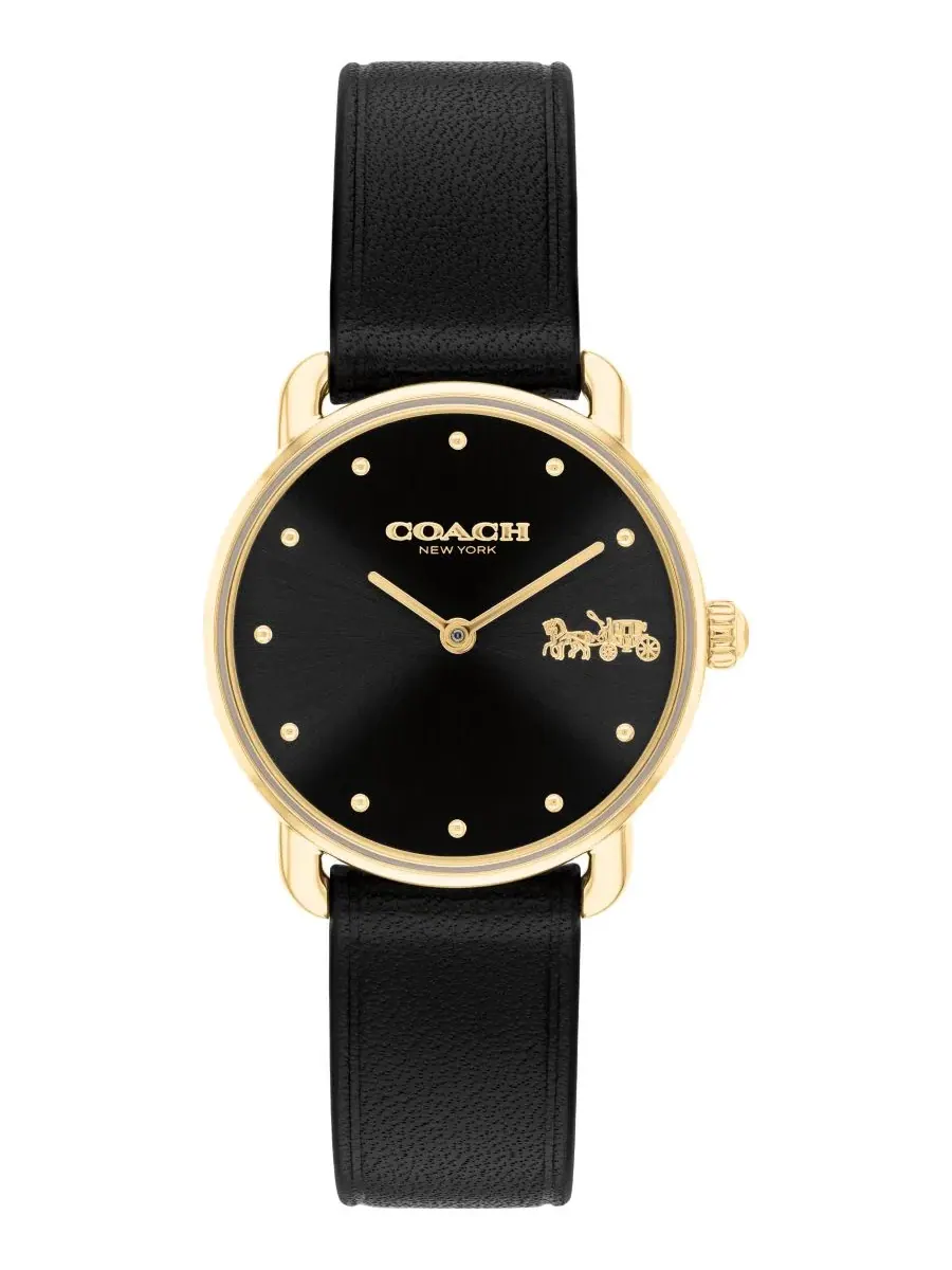 Женские часы Elliot с черным кожаным ремешком, 28 мм COACH