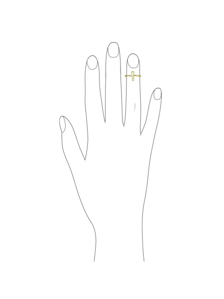 Кольцо с анкхом из серебра с позолотой Bling Jewelry — изображение 3 из 3, оттенок золотистый