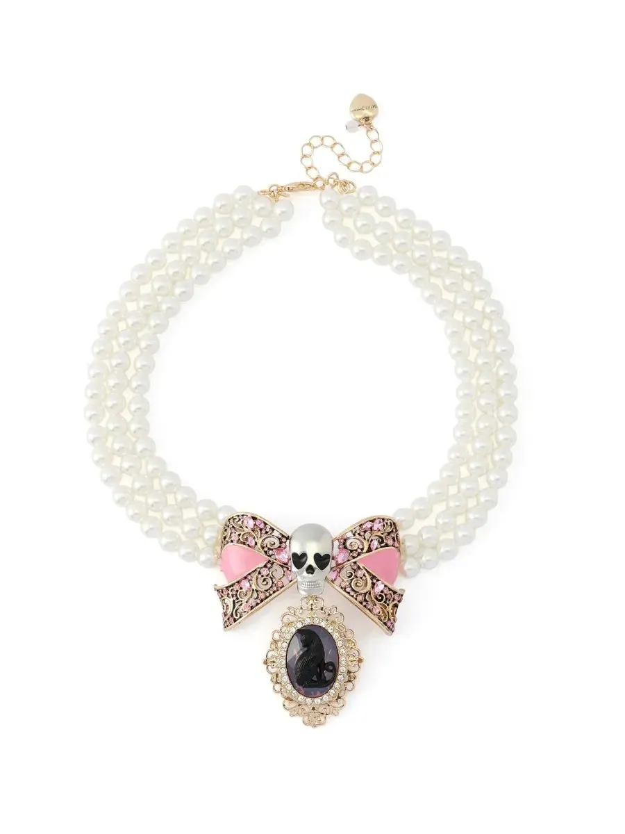 Ожерелье с имитацией жемчуга Pretty Spooky Cat Betsey Johnson