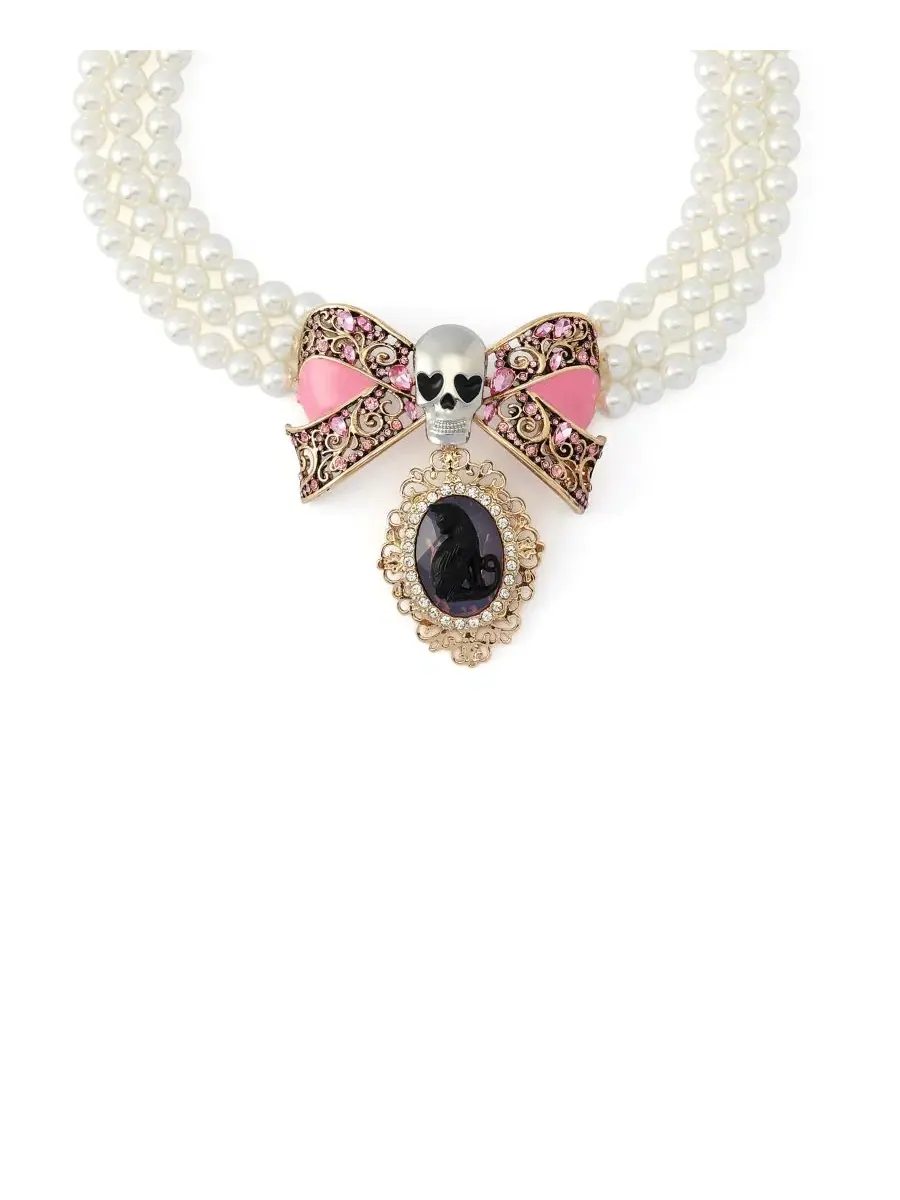 Ожерелье с имитацией жемчуга Pretty Spooky Cat Betsey Johnson — изображение 3 из 4, оттенок белый