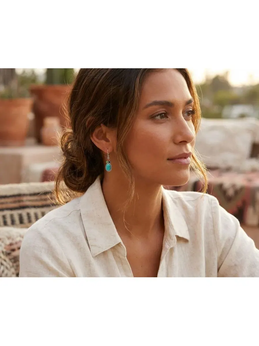 Серьги-подвески с бирюзой и лазуритом, модель Lapis, Turquoise Western Dangle Earrings Bling Jewelry — изображение 3 из 4