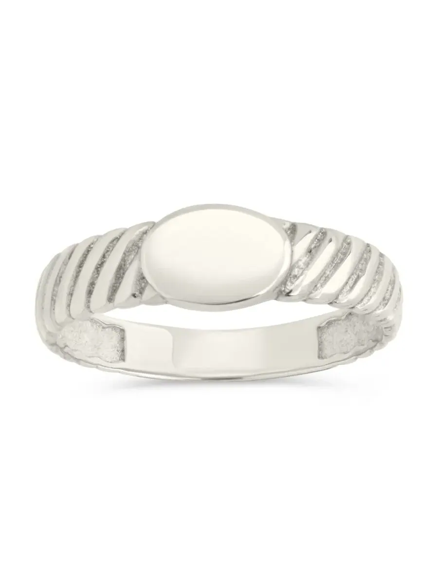 Кольцо-печатка Dixie Ribbed Signet Ring Sterling Forever