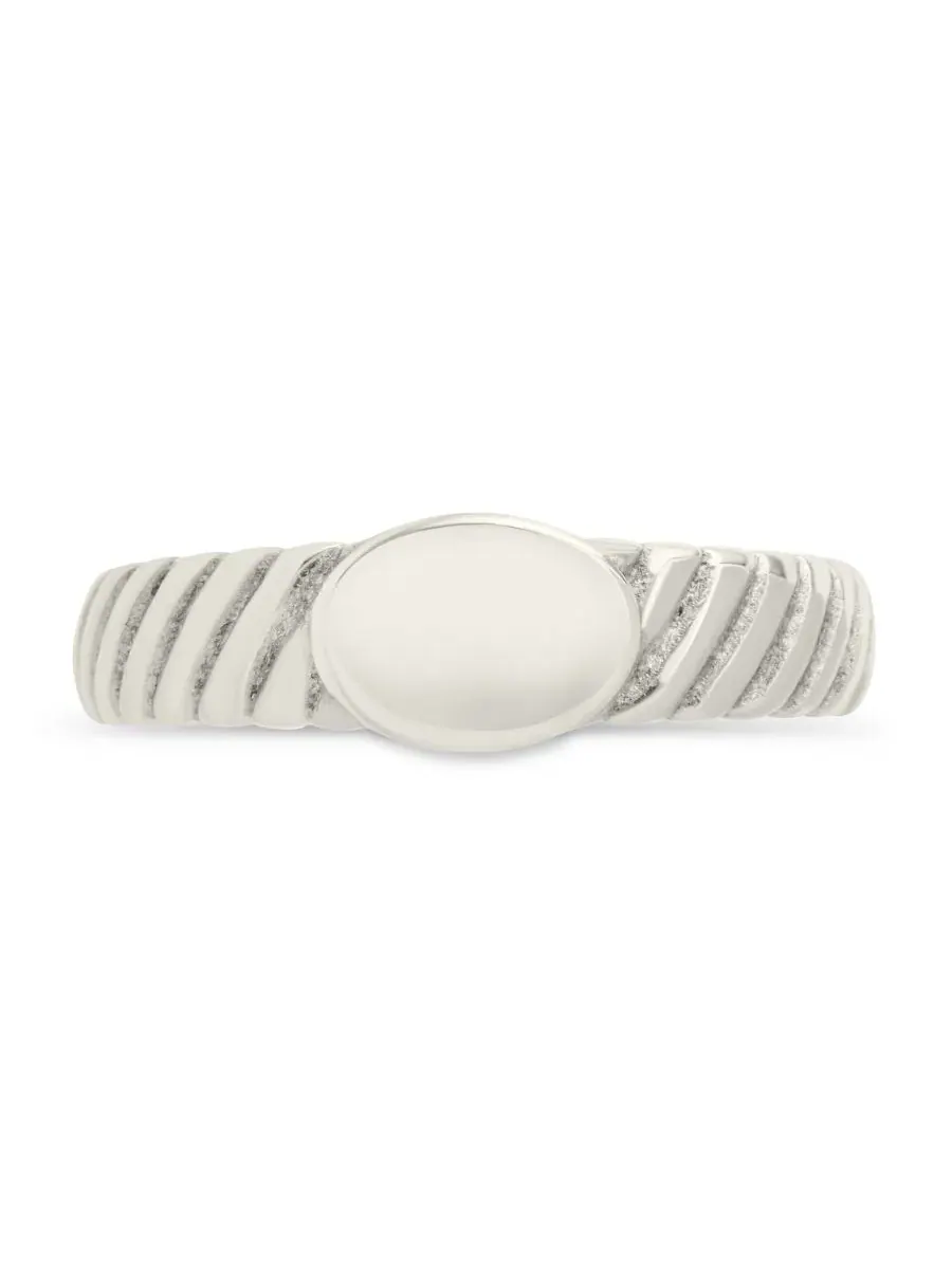 Кольцо-печатка Dixie Ribbed Signet Ring Sterling Forever — изображение 2 из 3, оттенок серебряный