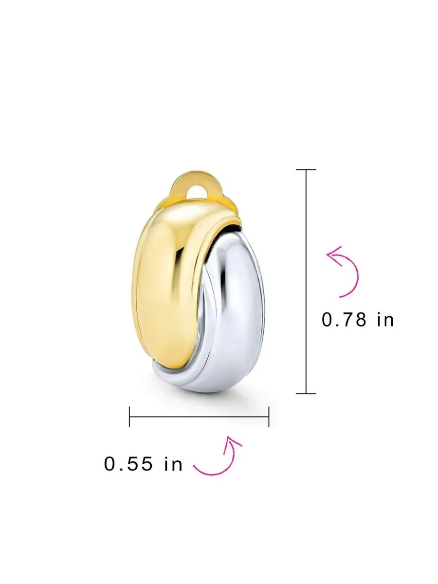 Серьги-клипсы с переплетающимися кругами Classic Two Tone Interlocking Circle Clip-On Earrings — изображение 4 из 4