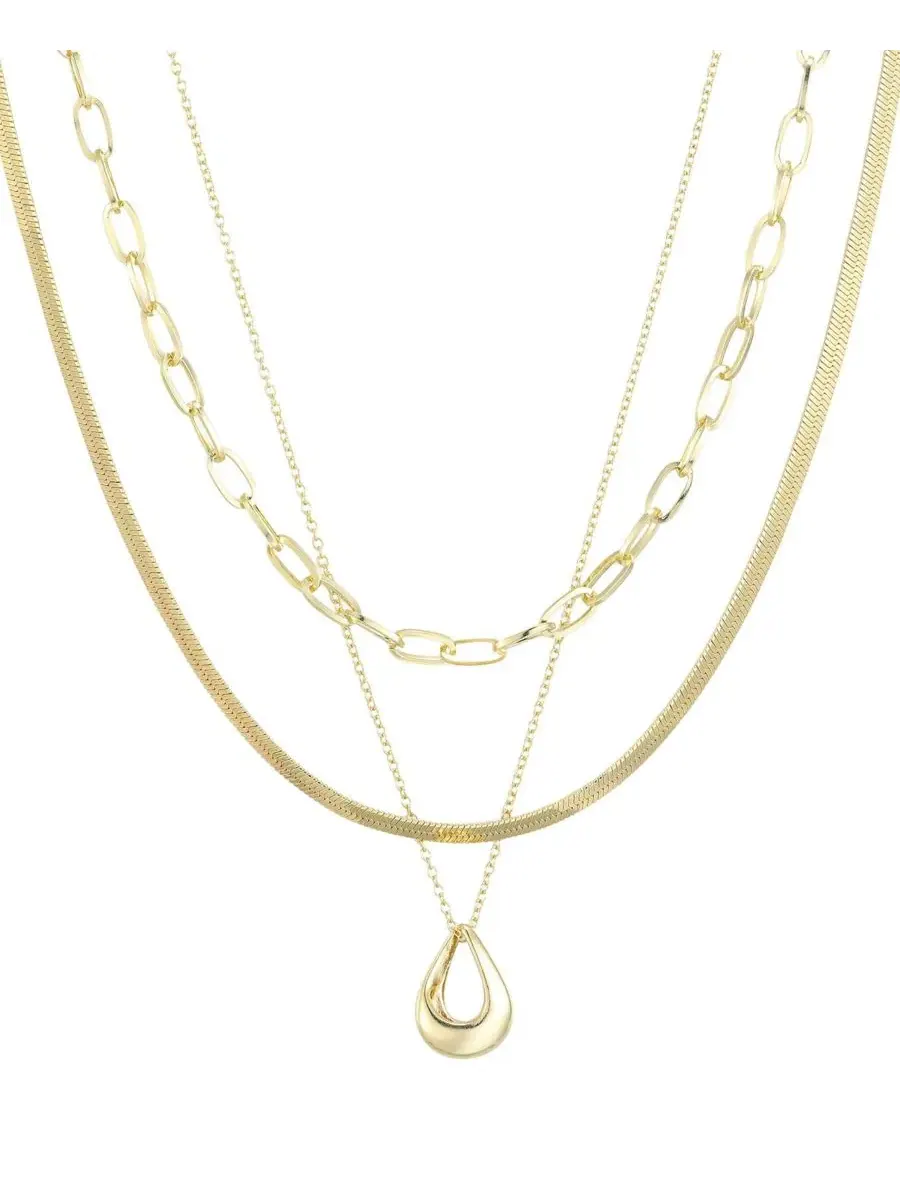 Набор из 3 ожерелий с позолотой 18k, модель Tarnish Resistant ADORNIA