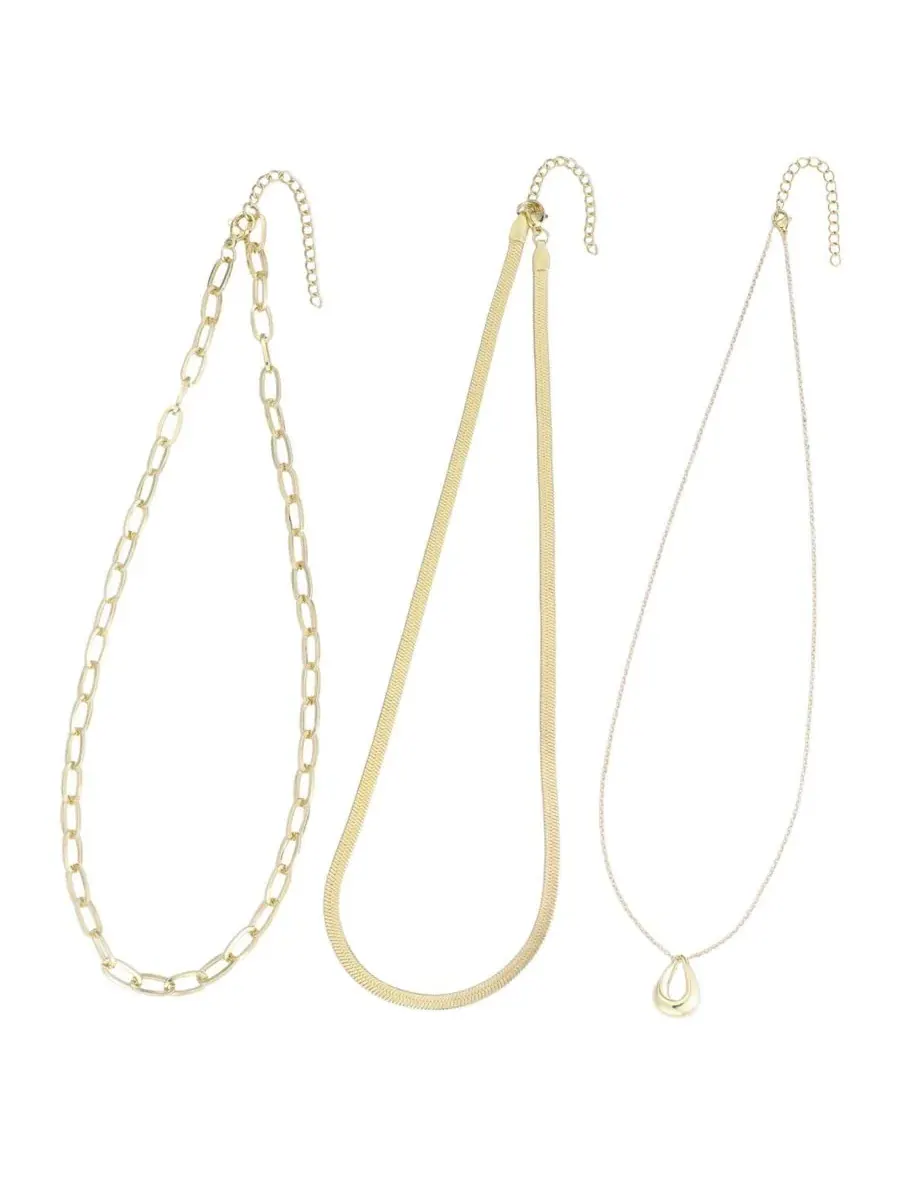 Набор из 3 ожерелий с позолотой 18k, модель Tarnish Resistant ADORNIA — изображение 2 из 4
