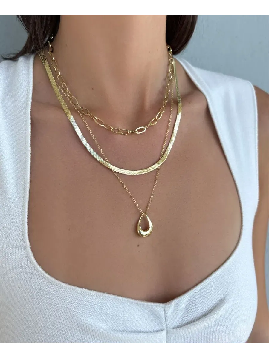 Набор из 3 ожерелий с позолотой 18k, модель Tarnish Resistant ADORNIA — изображение 3 из 4