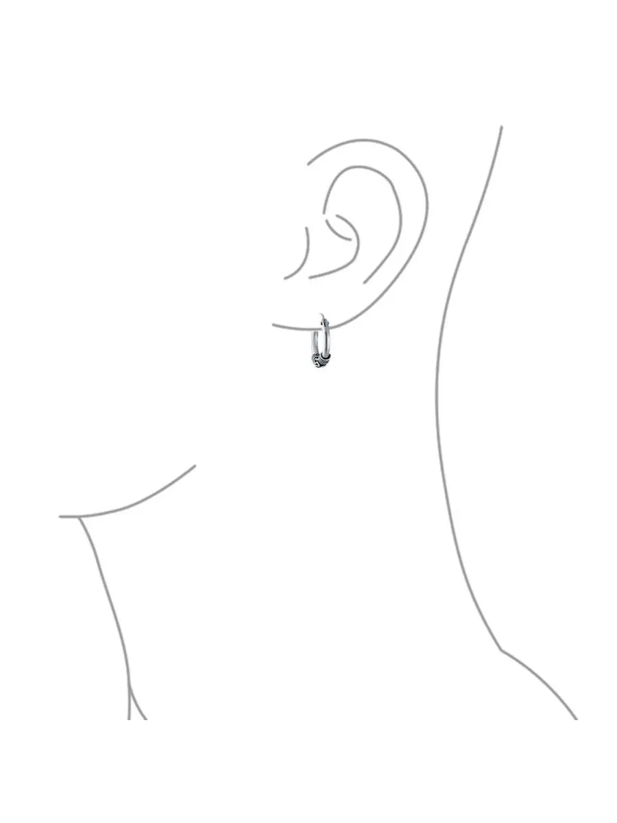 Серьги-кольца из стерлингового серебра с оксидированием Bali Boho Style Continuous Endless Hoop — изображение 2 из 5