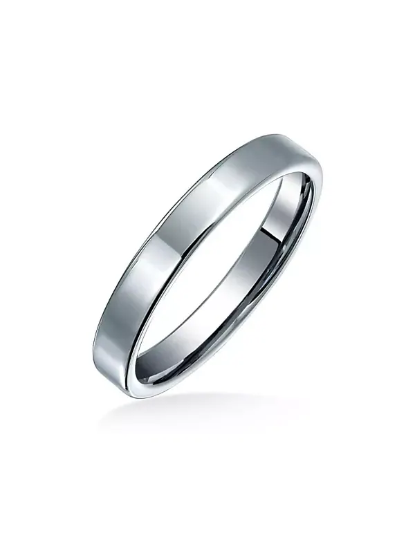 Простые тонкие плоские кольца из полированного титана, удобная посадка, 3 мм Bling Jewelry