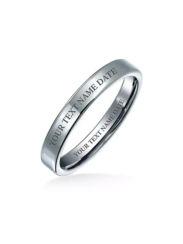 Простые тонкие плоские кольца из полированного титана, удобная посадка, 3 мм Bling Jewelry — изображение 3 из 4