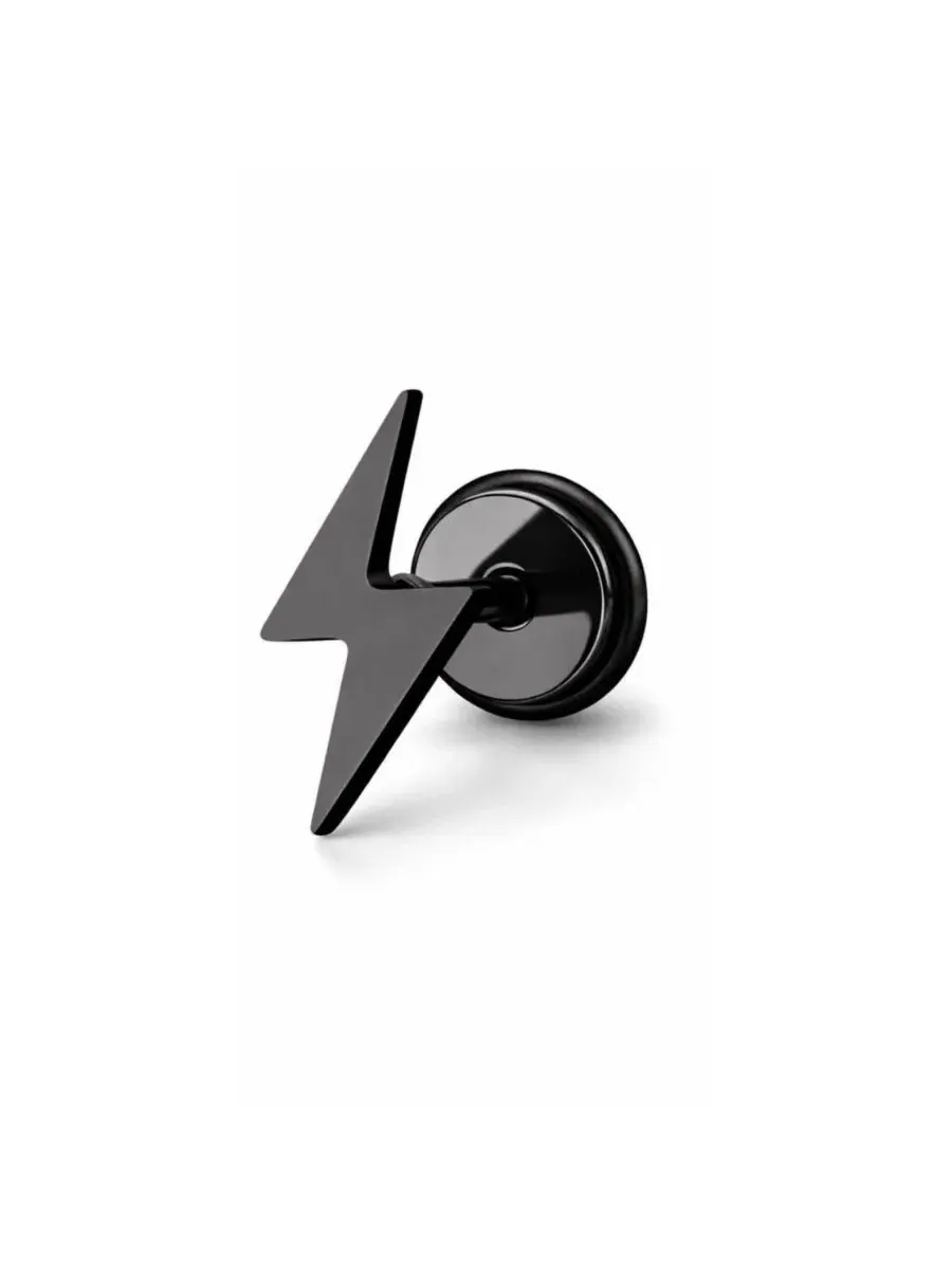 Серьги-гвоздики из нержавеющей стали с винтовой застежкой, 8 мм, Lightning Bolt Rebl Jewelry — изображение 3 из 3