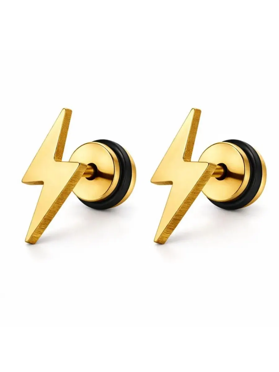 Серьги-пусеты из нержавеющей стали, 8 мм Rebl Jewelry — изображение 1 из 3, оттенок золото