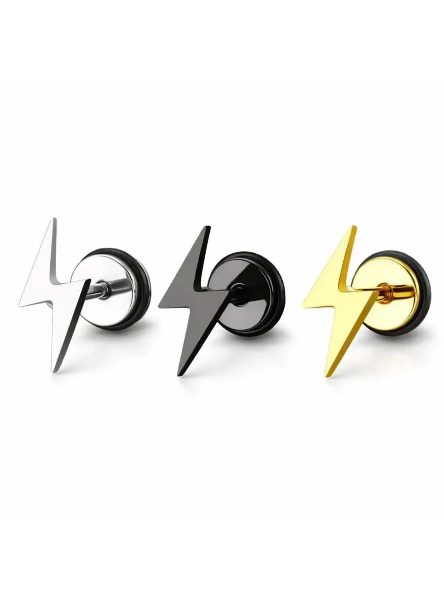 Серьги-пусеты из нержавеющей стали, 8 мм Rebl Jewelry — изображение 2 из 3, оттенок золото