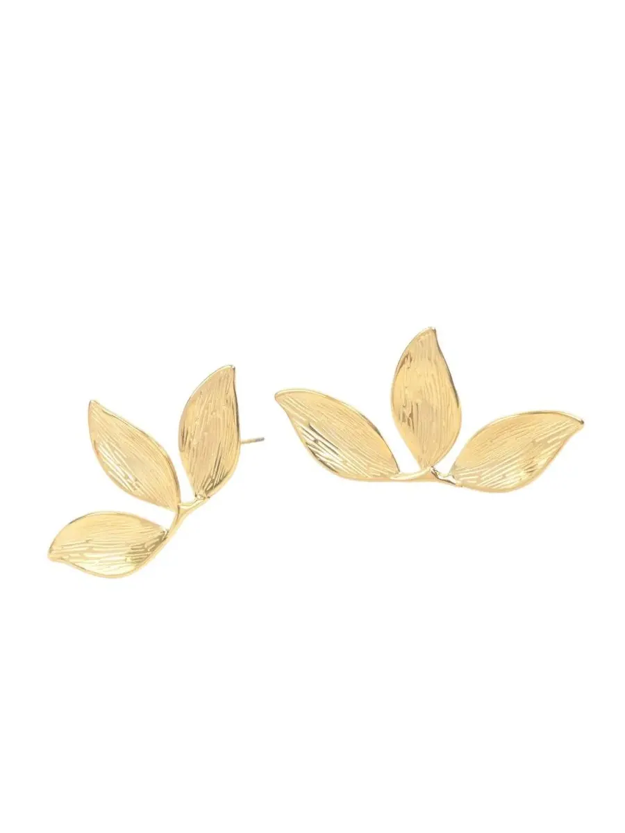Серьги-листья с позолотой 18K