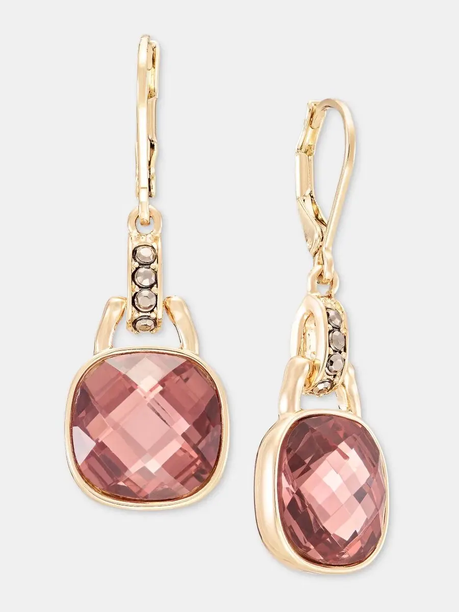 Серьги-подвески с камнем Stone Drop Anne Klein — изображение 2 из 3, оттенок бордовый