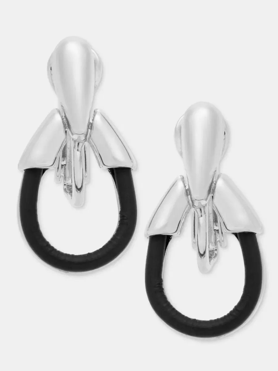 Серьги-подвески клипсы из кожи Anne Klein