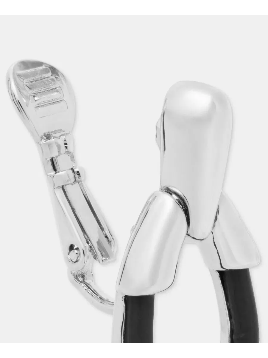 Серьги-подвески клипсы из кожи Anne Klein — изображение 4 из 4, оттенок черный