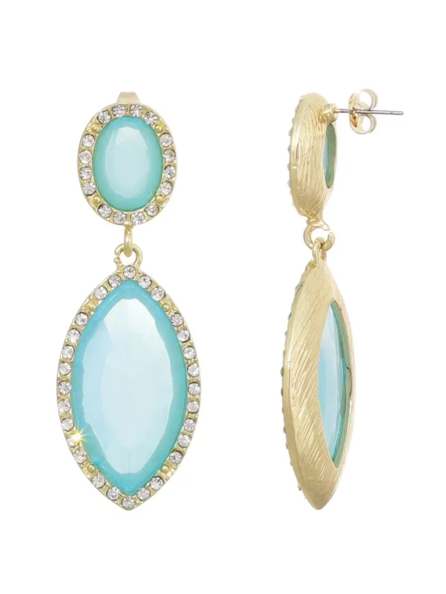 Серьги с кристаллами Gold-tone Colored Crystal Statement Earrings ADORNIA — изображение 2 из 4, оттенок синий