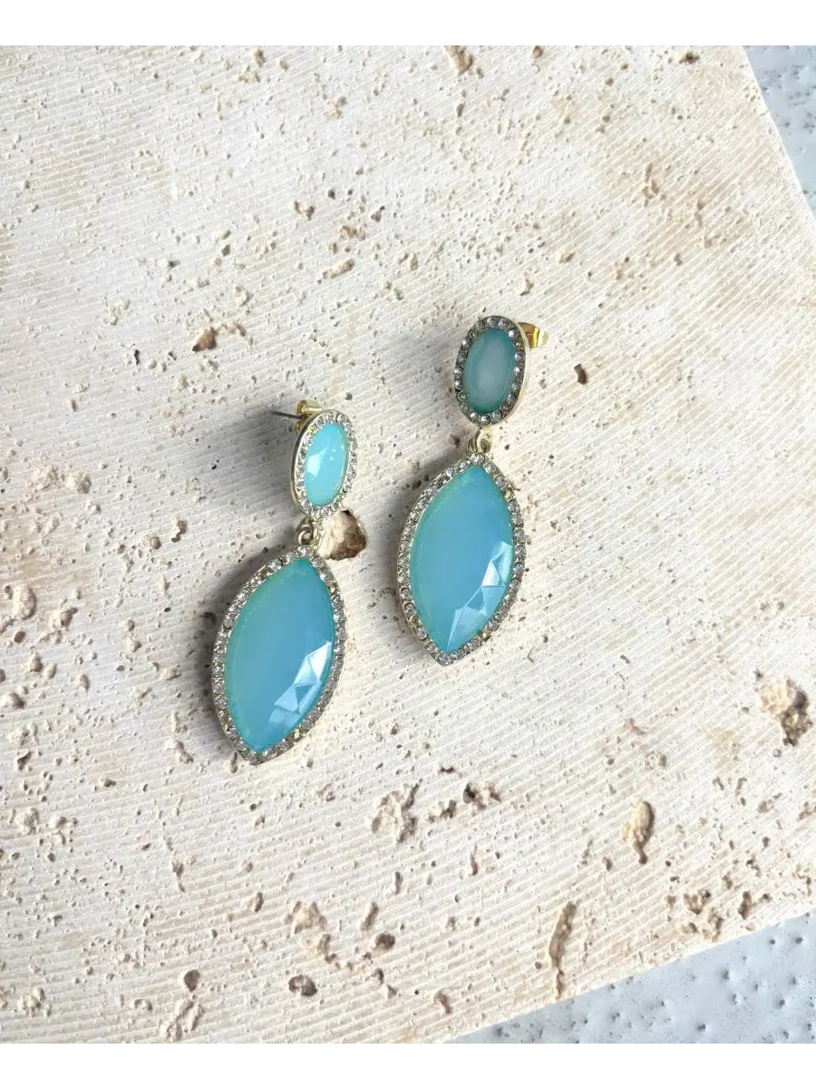 Серьги с кристаллами Gold-tone Colored Crystal Statement Earrings ADORNIA — изображение 4 из 4, оттенок синий