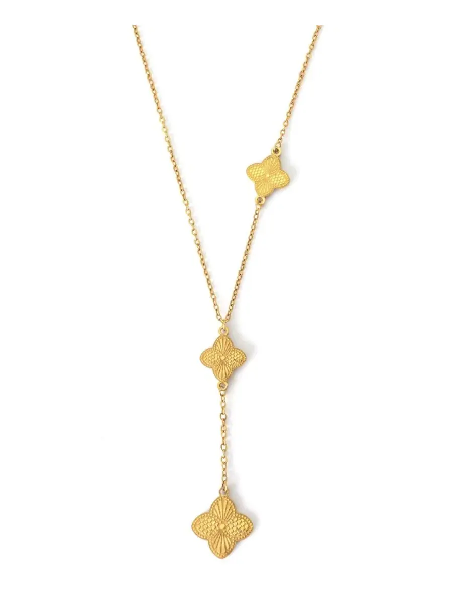 Кулон-подвеска Y-образная с трилистником, 18k золотое покрытие ADORNIA