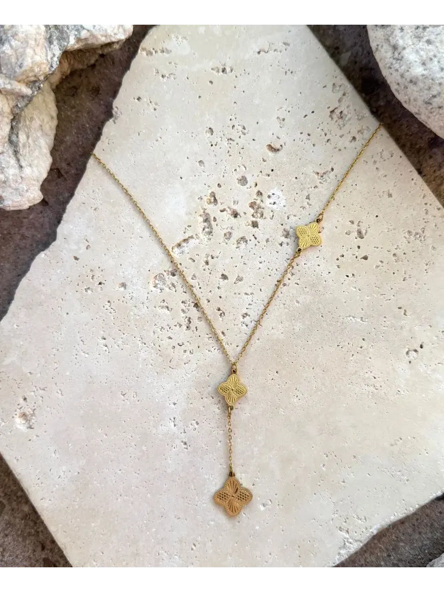 Кулон-подвеска Y-образная с трилистником, 18k золотое покрытие ADORNIA — изображение 3 из 4