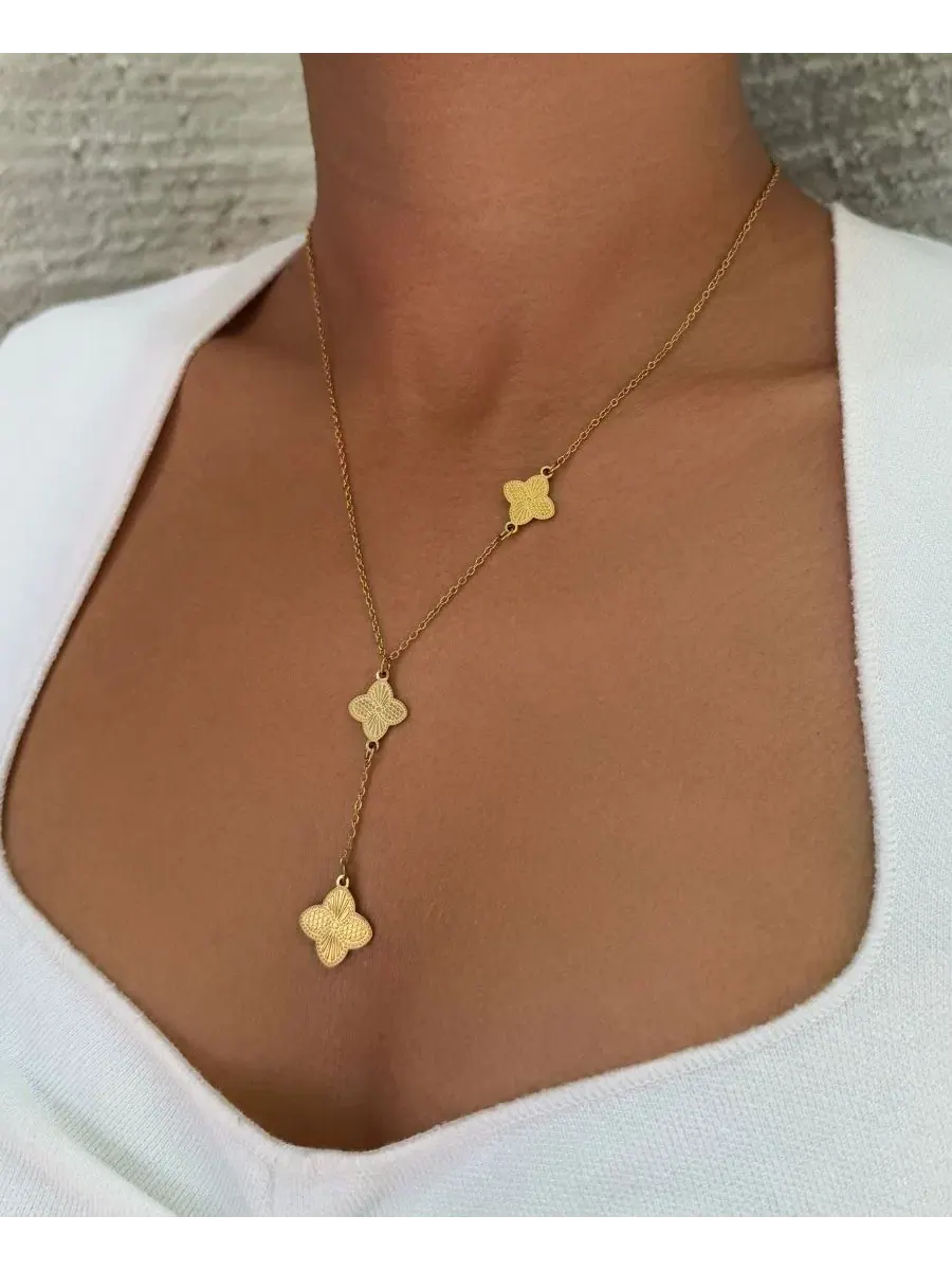 Кулон-подвеска Y-образная с трилистником, 18k золотое покрытие ADORNIA — изображение 4 из 4