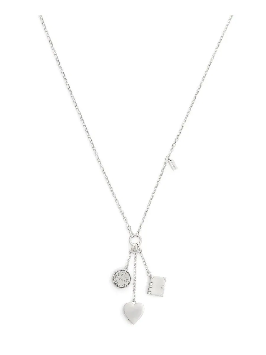 Колье-лариат с шармами, модель Heart Charm COACH — изображение 2 из 6, оттенок серебристый