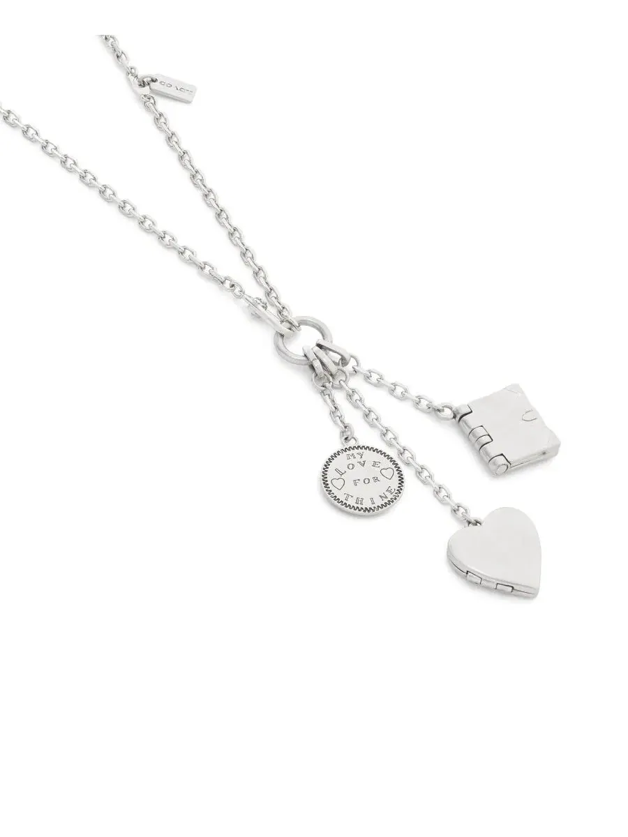Колье-лариат с шармами, модель Heart Charm COACH — изображение 3 из 6, оттенок серебристый