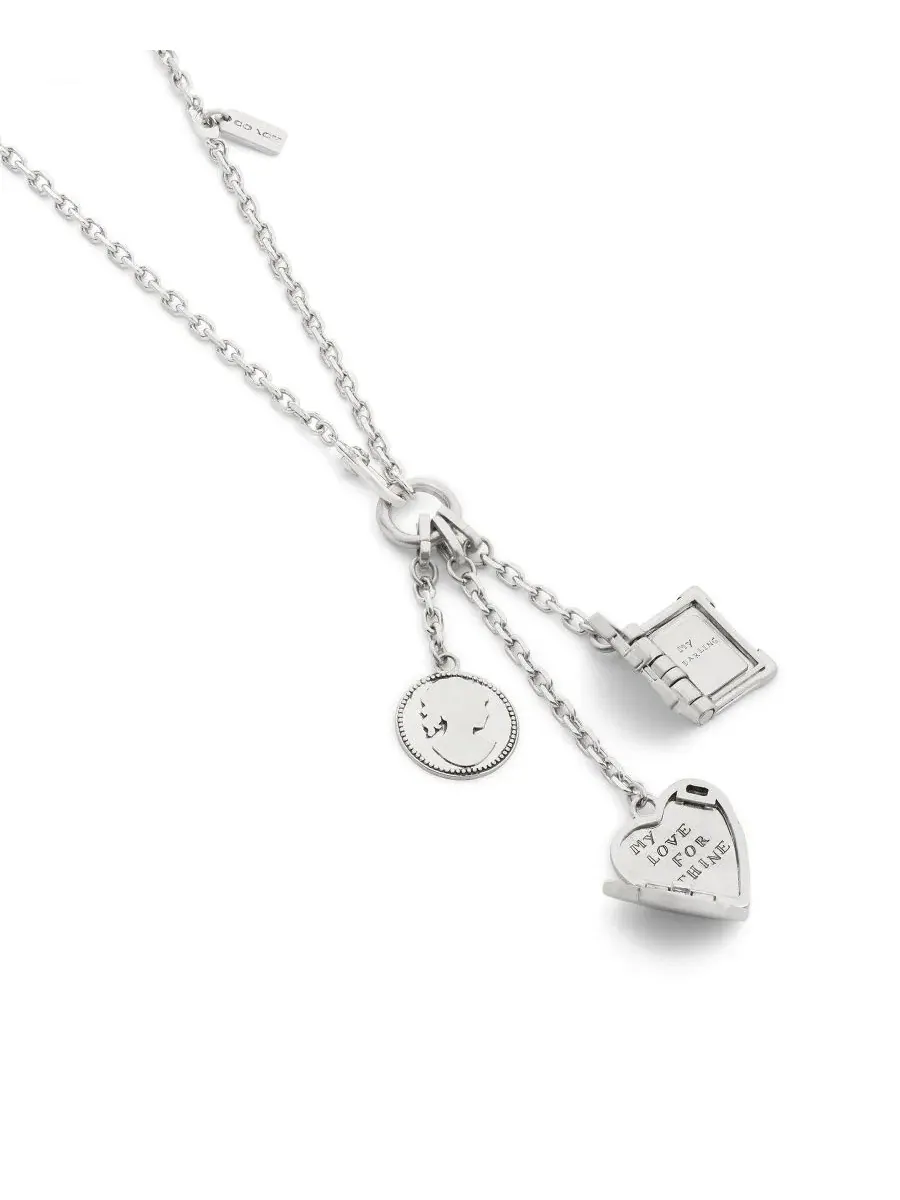Колье-лариат с шармами, модель Heart Charm COACH — изображение 4 из 6, оттенок серебристый