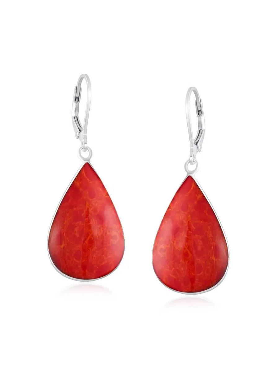 Серьги-подвески из стерлингового серебра с карнеолом, каплевидные Bling Jewelry — изображение 2 из 4, оттенок красный