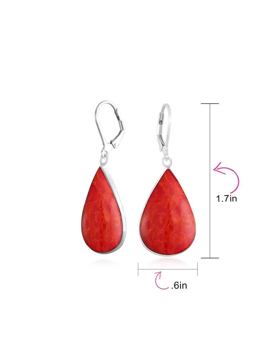 Серьги-подвески из стерлингового серебра с карнеолом, каплевидные Bling Jewelry — изображение 4 из 4, оттенок красный
