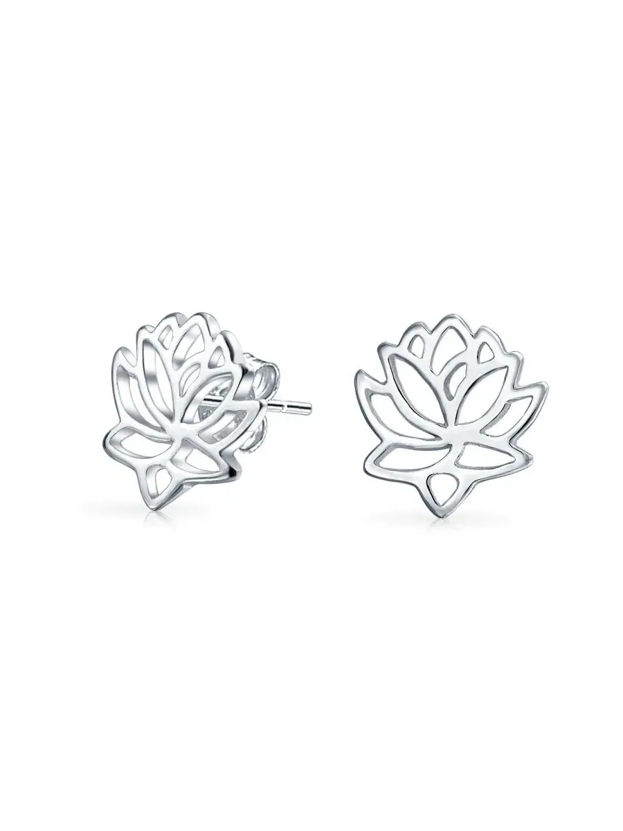 Комплект украшений с подвеской-лотосом и серьгами-гвоздиками, модель Open Lily Flower Zen Lotus — изображение 2 из 3
