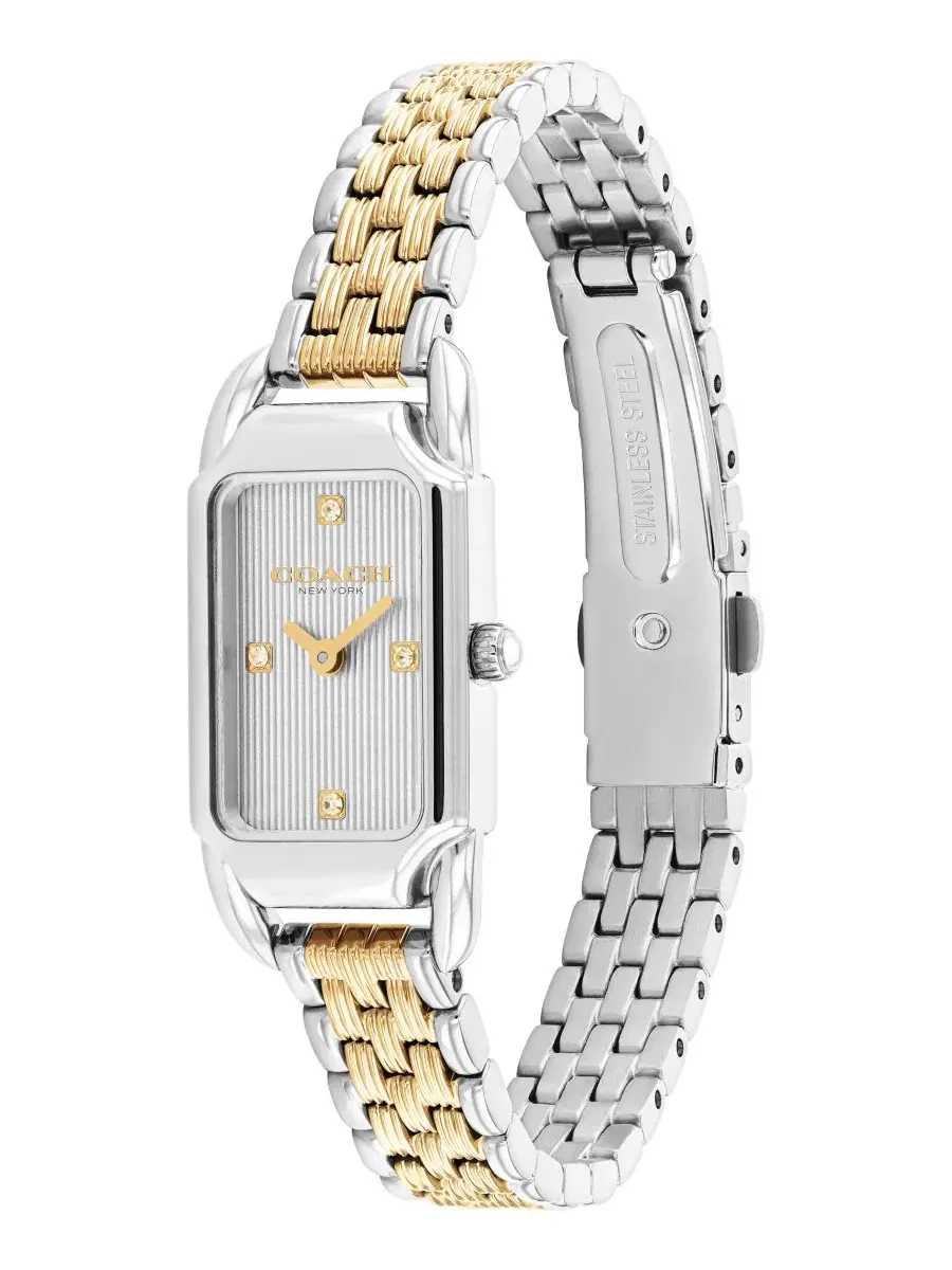 Женские часы Cadie Two Tone Stainless Steel Bracelet Watch, 17.5mm COACH — изображение 2 из 6, оттенок серебряный