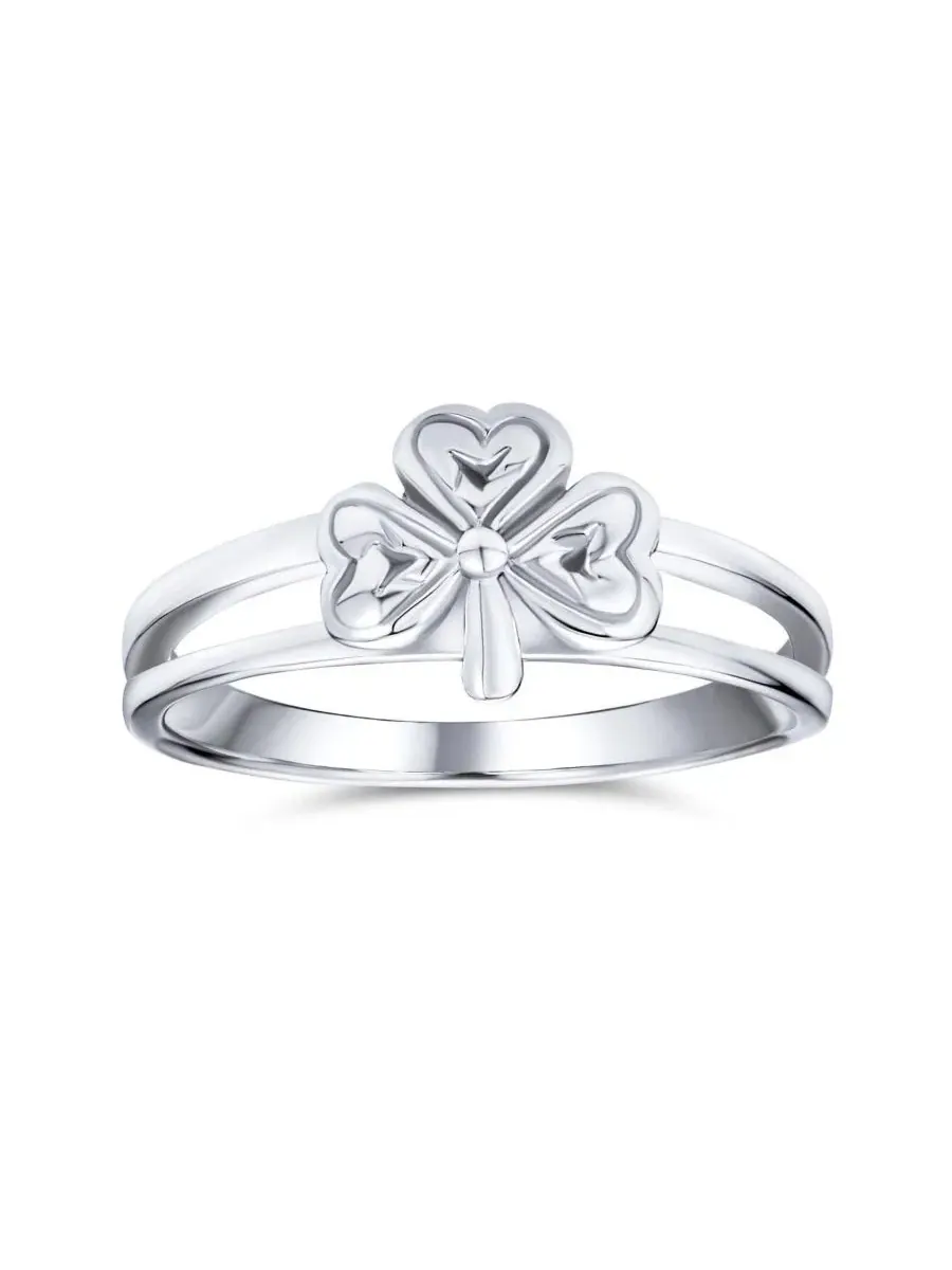 Кольцо с кельтским тринити-дизайном и трилистником, модель Celtic Trinity Peite Design Shamrock