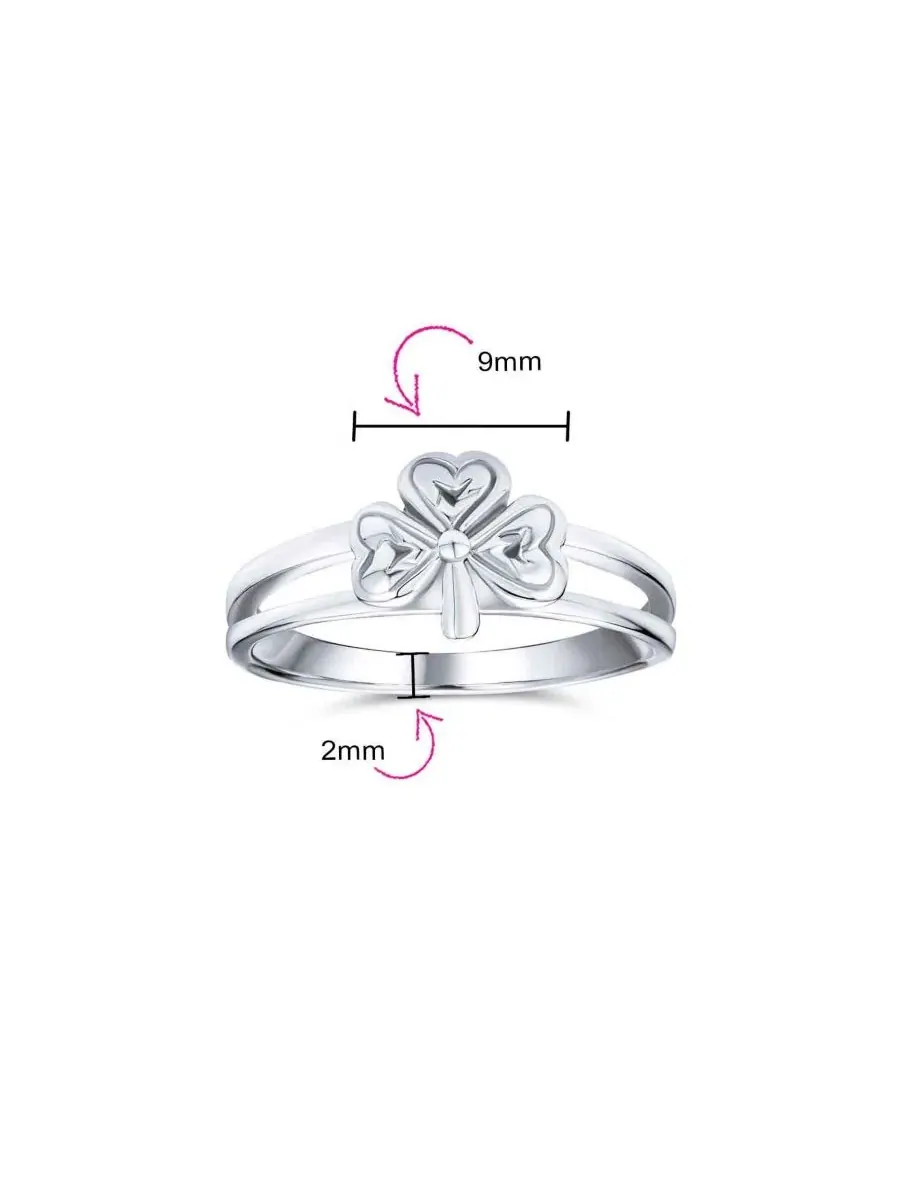 Кольцо с кельтским тринити-дизайном и трилистником, модель Celtic Trinity Peite Design Shamrock — изображение 4 из 4