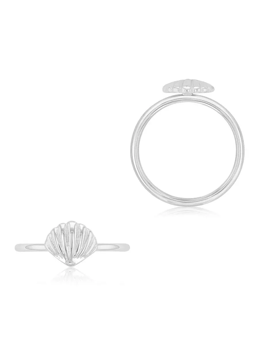 Кольцо с морской ракушкой из желтого металла, модель Sea Shell Roxy — изображение 3 из 5, оттенок серебристый