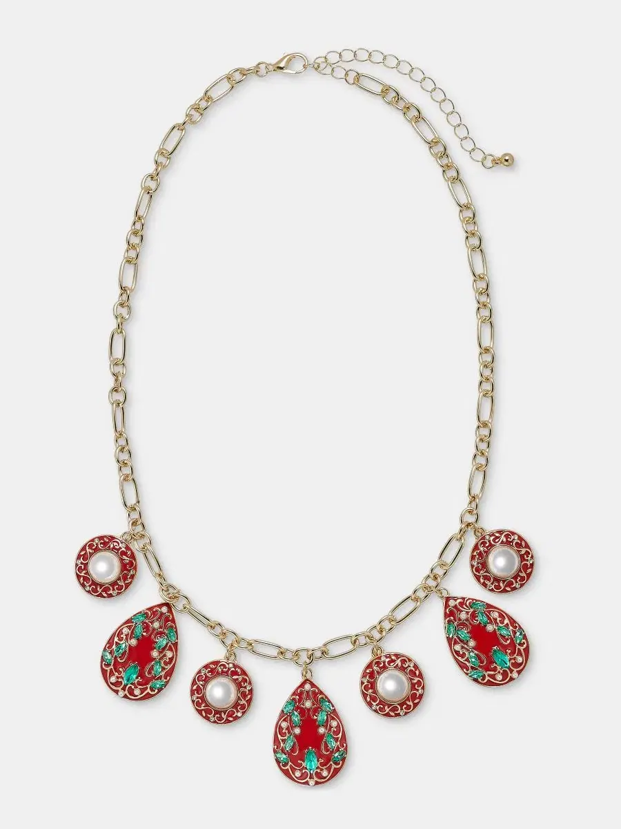Колье-подвеска с праздничными шармами Teardrop Statement Charm Holiday Lane