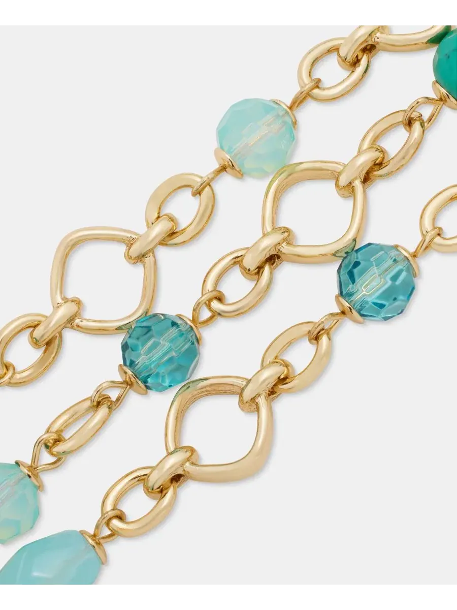 Браслет-тоггл с бусинами и позолоченными звеньями Anne Klein — изображение 3 из 4, оттенок мульти