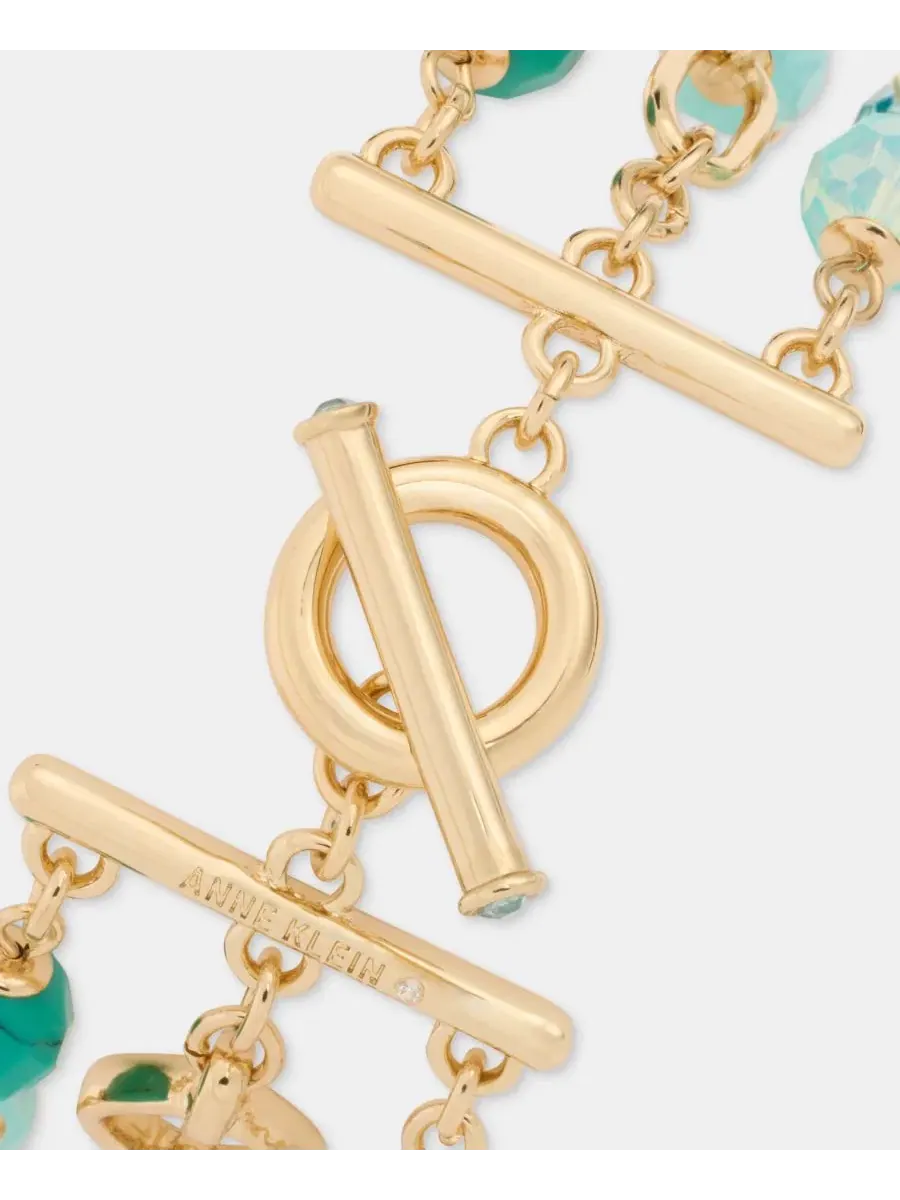 Браслет-тоггл с бусинами и позолоченными звеньями Anne Klein — изображение 4 из 4, оттенок мульти