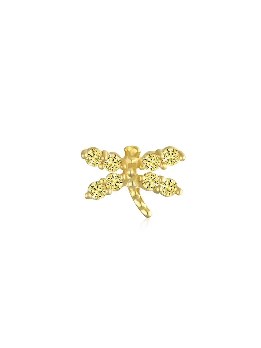 Серьги-пусеты из золота 14K с фианитами, модель Butterfly Bling Jewelry — изображение 3 из 4, оттенок желтый