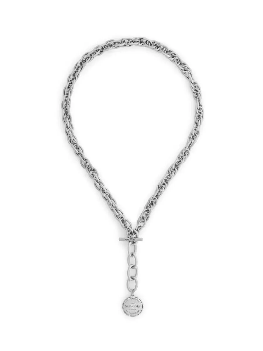 Колье Heritage Twist Link Collar Necklace COACH — изображение 4 из 6, оттенок серебристый