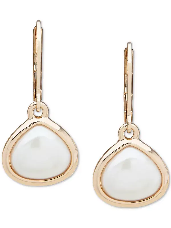 Серьги-Подвески с золотистым искусственным жемчугом Anne Klein