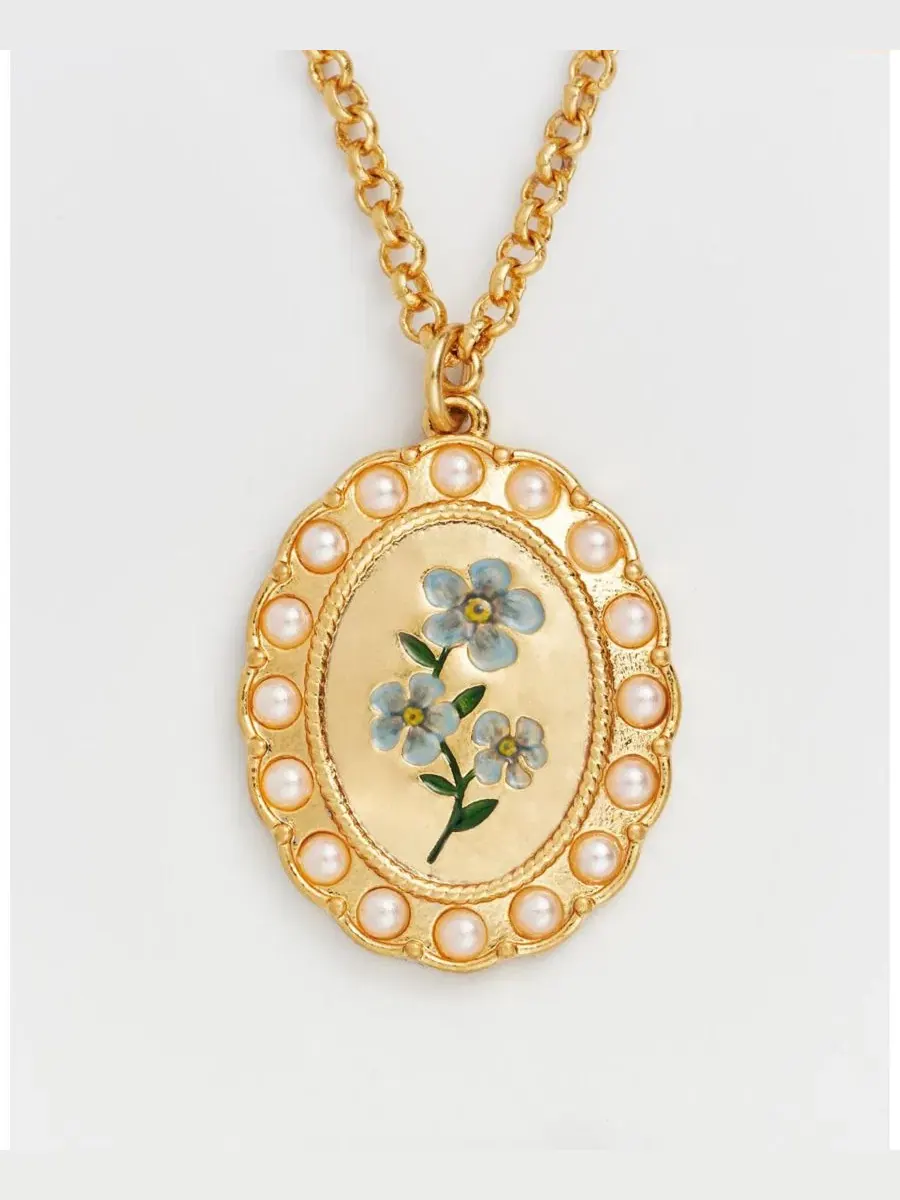 Кулон с камеей Forget Me Not Pearl Cameo Fable England — изображение 2 из 5, оттенок золото