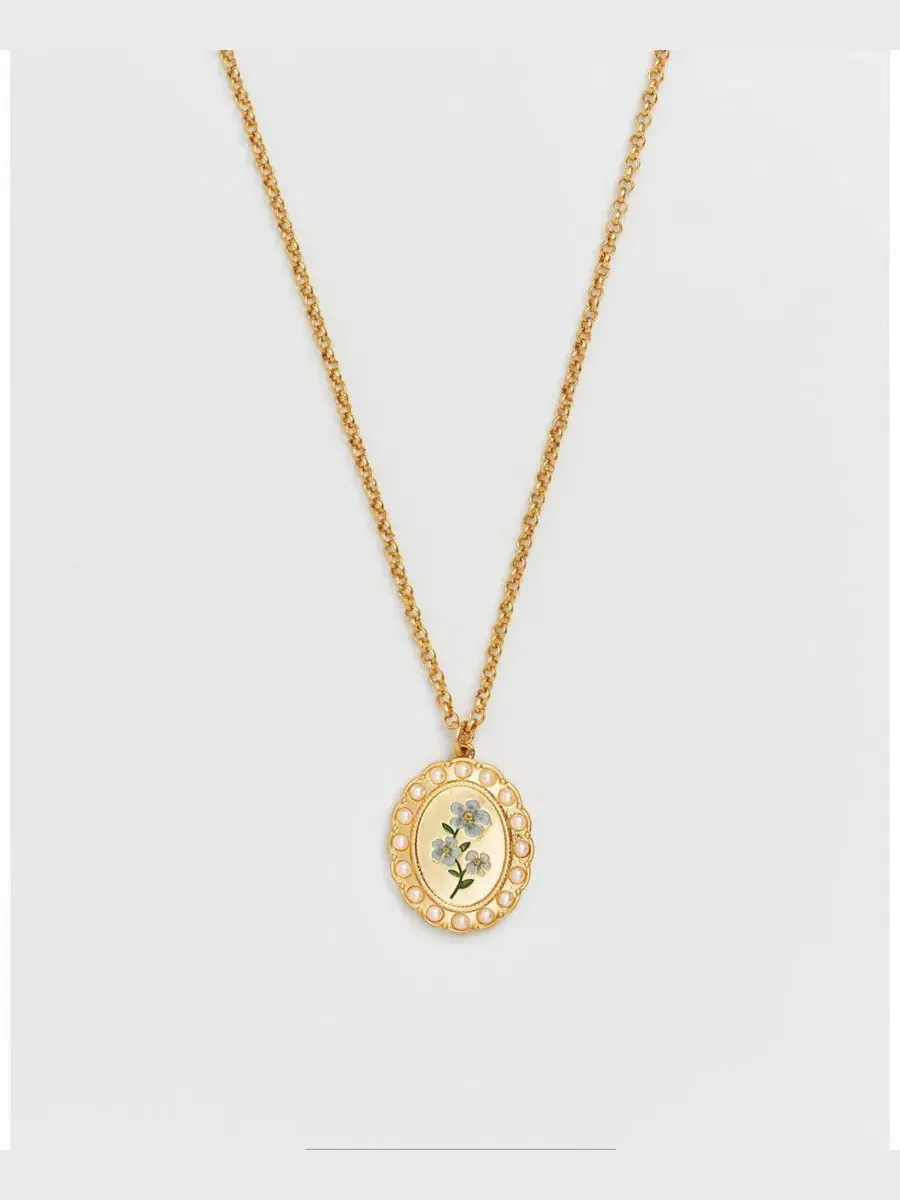 Кулон с камеей Forget Me Not Pearl Cameo Fable England — изображение 3 из 5, оттенок золото
