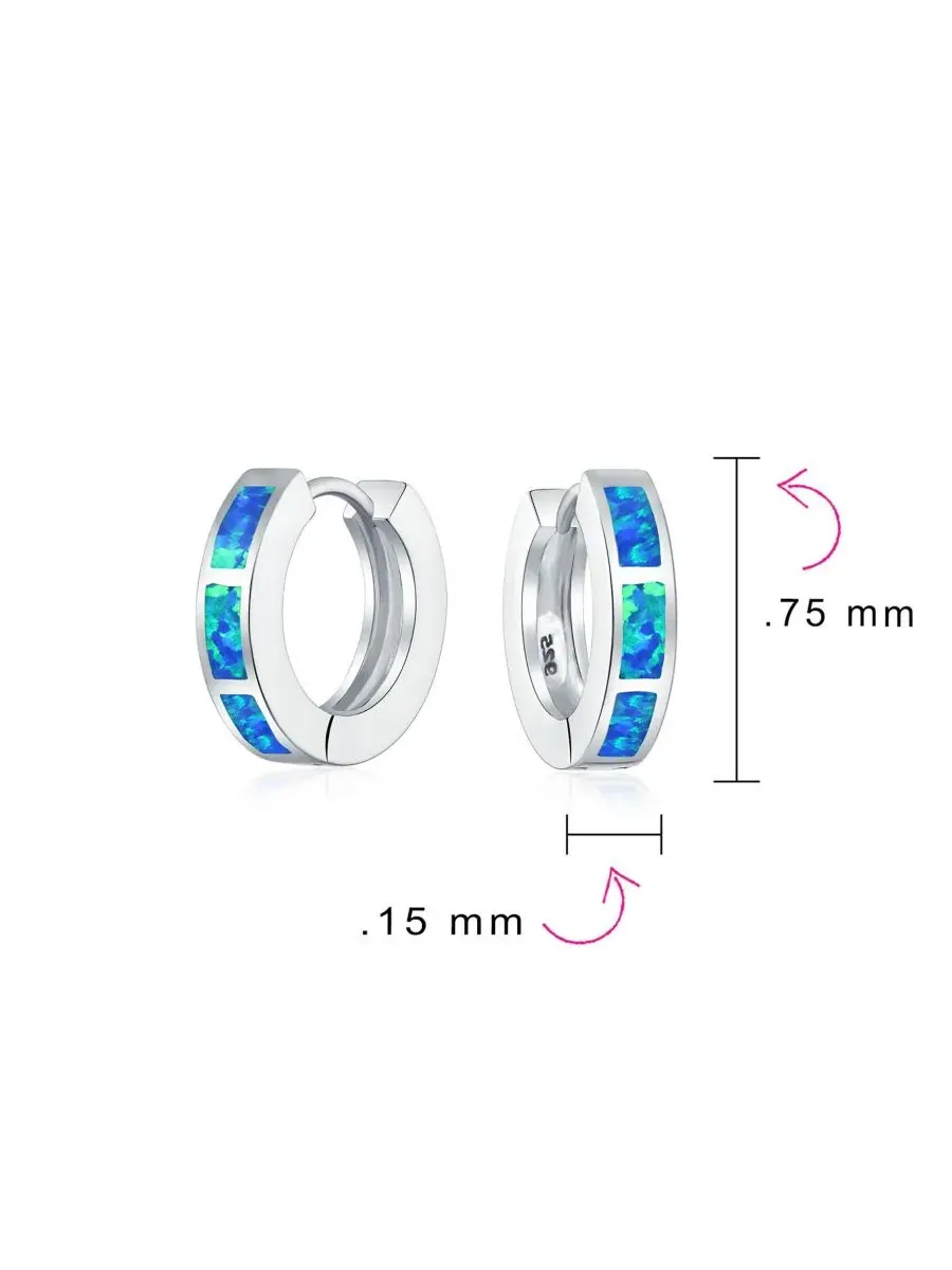 Серьги-кольца с синтетическим опалом, родированное серебро Bling Jewelry — изображение 4 из 4, оттенок синий