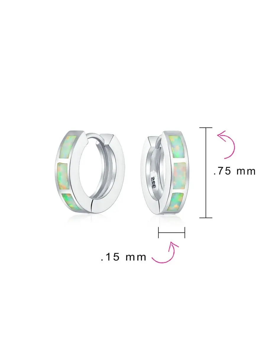 Серьги-кольца с синтетическим опалом, родиевое покрытие Bling Jewelry — изображение 4 из 4, оттенок белый