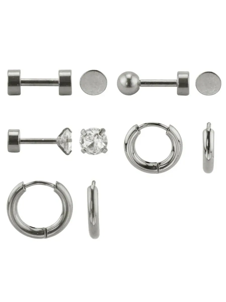 Серьги из нержавеющей стали: кольца и гвоздики Rebl Jewelry, стальной