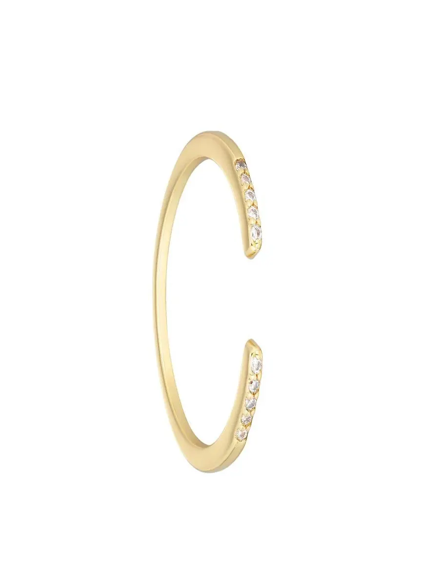 Кольцо открытое с цирконием, 14K золотое покрытие ADORNIA — изображение 2 из 3