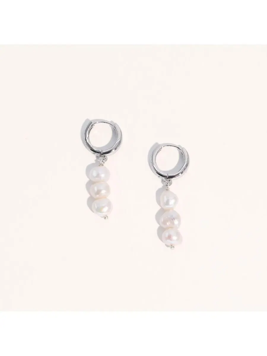 Комплект из ожерелья и сережек из пресноводного жемчуга Jackie Pearl Joey Baby — изображение 3 из 8, оттенок серебряный
