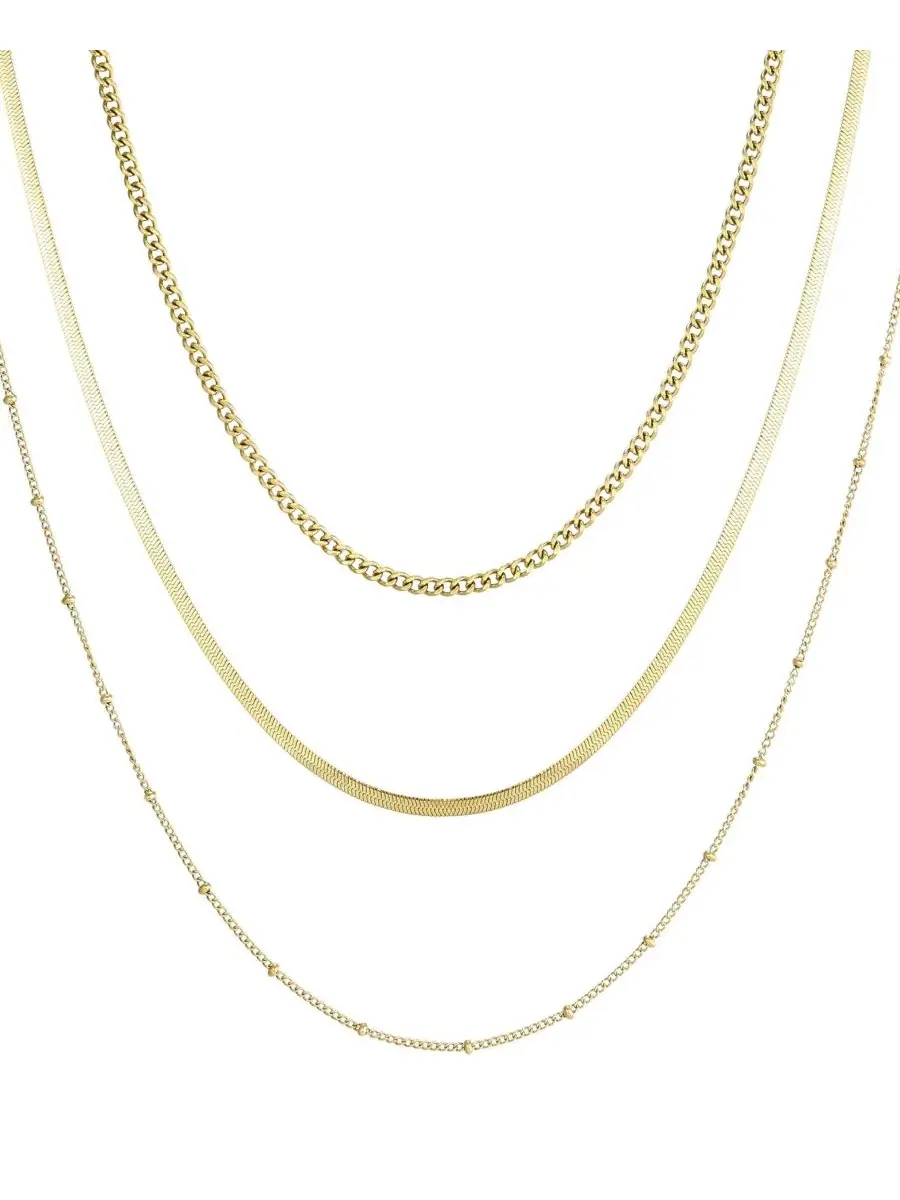 Комплект из 3 цепочек с подвесками, 18k золото ADORNIA